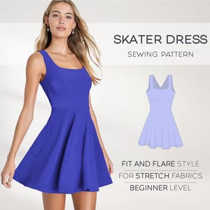 Flared Dress Pattern, Fit And Flare Dress Pattern Sewing Tutorial, Mini Dress Pattern, Skater Dress Pattern, Plus Size Easy Dress Pattern