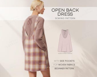 Overall Dress Pattern, Loose Fit Dress Sewing Pattern, A-Line Dress With Pockets PDF Pattern