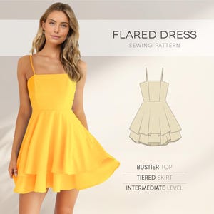 Flared Dress Sewing Pattern, Fit And Flare Dress Pattern, Sundress Pattern, Short Dress Pattern, Summer Dress PDF Sewing Patterns, PDF Sewing patterns for women, plus size patterns, simple dress pattern, beginner dress pattern, summer dress pattern, flared dress pattern, short dress, mini dress pattern, cotton dress, girls dress pattern, easy dress pattern, bustier dress, romantic dress, cottage core dress pattern, open back dress pattern, fit and flare dress pattern, sundress pattern,