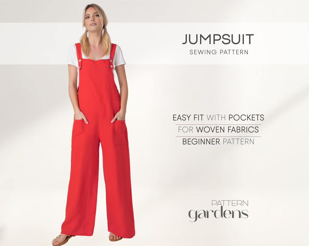 Jumpsuit Beginner Sewing Pattern, XS 4XL, Women Dungaree Pattern