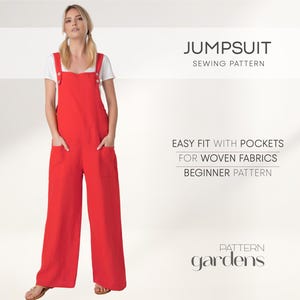 Jumpsuit Beginner Sewing Pattern, XS - 4XL, Women Dungaree Pattern, Simple Overall Pattern, DIY Dungarees, PDF Sewing Patterns