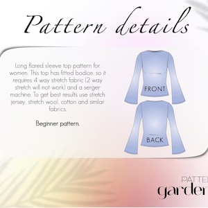 PDF Sewing patterns for women, plus size sewing patterns, crop top pattern, beginner friendly patterns, flare sleeve top pattern, tank top pattern, teen top pattern, sweater pattern, winter top, bell sleeve top pattern, long sleeve top for women