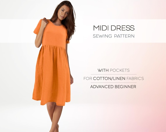 chinese dress ladies Gathered Smock Tunic Mini Dress Sewing Pattern – Patterns For Less main image 0