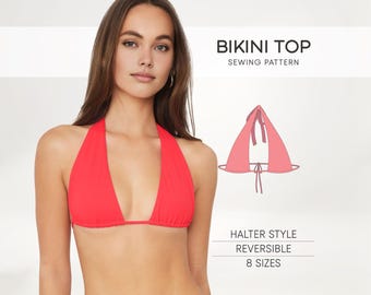 Bikini Pattern Beginner Swimsuit Sewing Pattern, Bathing Suite Top, Swimwear, Plus Size Bikini Pattern, Women Patterns PDF Digital Patterns