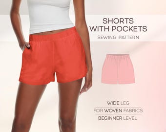 Shorts Beginner Sewing Pattern, XS - 4XL, Casual Pajama Shorts Pattern, Beginner Shorts Pattern, DIY Shorts, PDF Sewing Patterns
