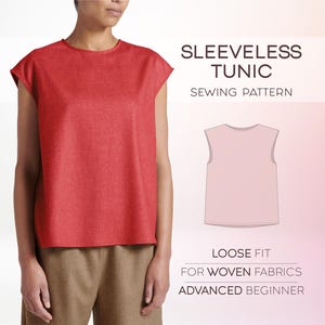Linen Top Sewing Pattern For Women, Tunic Pattern, Easy Fit Top Pattern, Blouse Sewing Pattern, Womens Shirt Pattern, Plus Size Patterns