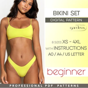 Bikini Sewing Pattern, Beginner Swimsuit Pattern, XS - 4XL, Bathing Suit Pattern, DIY Bikini, Plus Size Bikini Pattern, PDF Sewing Patterns