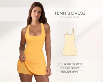 Tennis Dress Sewing Pattern Skort Dress Pattern, Stretch Dress Pattern, Short Athletic Dress Pattern, Summer Dress PDF Sewing Patterns Women