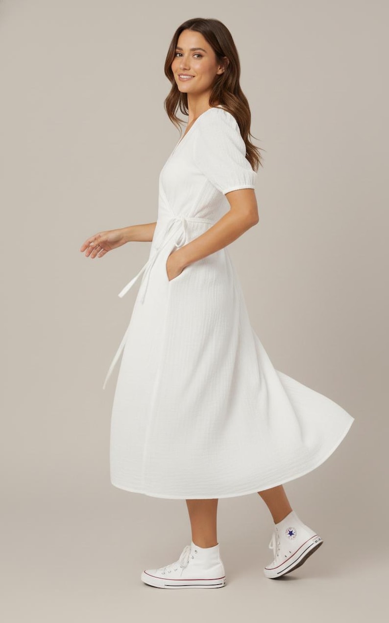 Linen Dress Sewing Pattern For Women, Wrap Dress Pattern, Cotton Dress With Pockets, Cottagecore Dress Pattern, Flowy Dress PDF Pattern, Simple dress sewing pattern, overall dress pattern, jumper dress pattern, country style dress pattern, long dress sewing pattern, loose dress pattern, flared dress sewing patterns, sewing pattern for beginners, relaxed dress pattern, dungaree dress pattern,  puff sleeve dress pattern, clothes sewing patterns