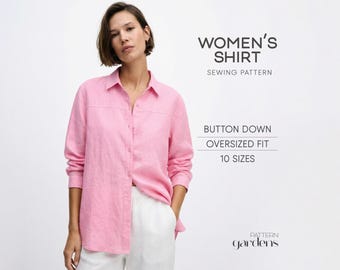Linen Shirt Sewing Pattern For Women Beach Cover Pattern, Oversized Shirt Pattern