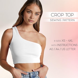 Crop Top Sewing Pattern For Women, Stretch Top Pattern, Yoga Top Sewing Pattern, Cropped Top Pattern, Plus Size PDF Sewing Patterns