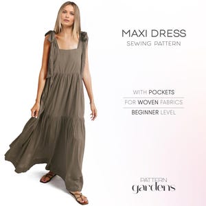 Maxi Dress Sewing Pattern, Flared Dress Pattern, Sundress Pattern, Maternity Dress With Pockets Pattern, Boho Dress PDF Sewing Pattern