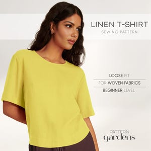 Linen Top Pattern, Women's Top Sewing Pattern For Woven Fabrics, Relaxed Fit Tunic Pattern For Women, Plus Size T-Shirt PDF Sewing Pattern