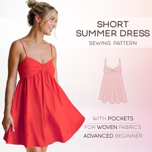 Dress Sewing Pattern For Women, Flared Dress Pattern, Sundress Pattern, Sort Dress With Pockets Pattern, Plus Size Dress Sewing Patterns