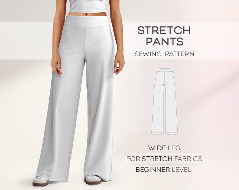 Stretch Pants  Sewing Pattern, Comfortable Pants Pattern For Women, Plus Size Lounge Pants Pattern, Yoga Pants Pattern, Pajama Pants Pattern
