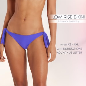 Bikini Sewing Pattern For Beginners, Side Tie Bikini Pattern, Swimsuit Pattern, Bathing Suit Pattern, Plus Size Bikini Pattern
