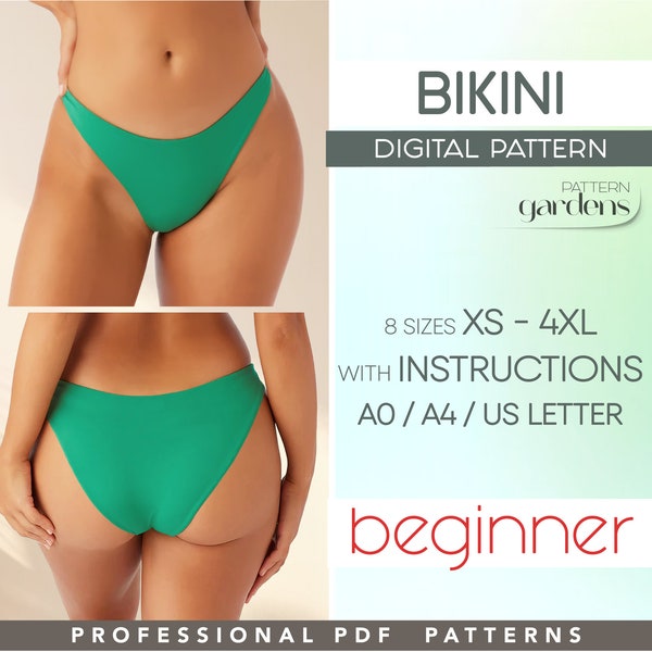 Swimsuit Pattern Beginner Bikini Sewing Pattern, Bathing Suit Pattern, Plus Size Bikini Women Sewing Pattern, PDF Digital Sewing Patterns