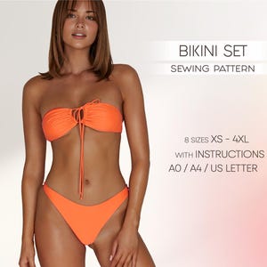 Bikini Sewing Pattern, Easy Swimsuit PDF Pattern, Two Piece Bikini Pattern, Bathing Suit Pattern For Beginners, Plus Size Bikini Pattern