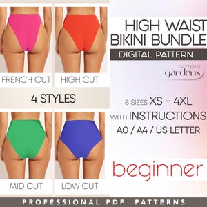 Bikini Pattern For Beginners, High Waist Bikini Sewing Pattern, Reversible Bikini Pattern, Plus Size Swimsuit Pattern, Simple Bikini Pattern