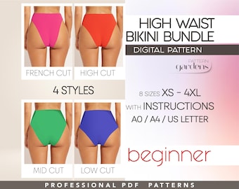 Bikini Pattern For Beginners, High Waist Bikini Sewing Pattern, Reversible Bikini Pattern, Plus Size Swimsuit Pattern, Simple Bikini Pattern