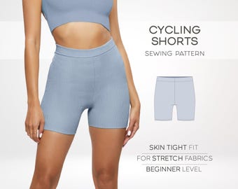 Modello pantaloncini da ciclista XS - 4XL, Modello pantaloncini da ciclista, Modello pantaloncini da yoga, Modello pantaloncini facili, Modelli di cucito PDF, Modello pantaloncini da fitness