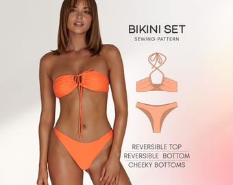 Bikini Sewing Pattern, Easy Swimsuit PDF Pattern, Two Piece Bikini Pattern, Bathing Suit Pattern For Beginners, Plus Size Bikini Pattern