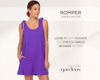 Patron de couture barboteuse femme : combinaison en tricot avec poches (Patron PDF)