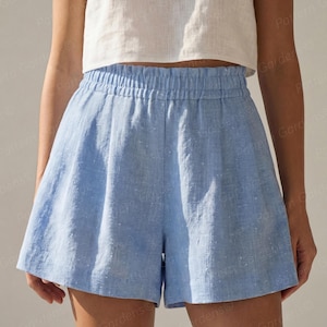 Shorts Sewing Pattern, Women's Shorts Pattern, Linen Shorts Pattern, Cotton Shorts Pattern, Plus Size PDF Patterns, woven shorts pattern, flowy shorts pattern for beginners, sewing pattern for woven fabrics, elastic waistband shorts, flared shorts pattern for beginners, lounge shorts pattern, sewing patterns for women,  casual shorts pattern, clothes patterns for women, summer shorts pattern, boxer shorts pattern, beach shorts pattern, easy shorts pattern