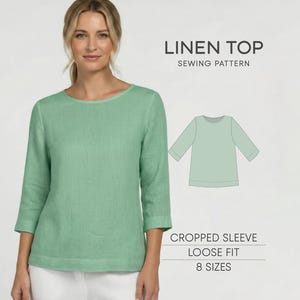 Linen Blouse Pattern, Women's Top Sewing Pattern For Woven Fabrics, Easy Top Pattern For Women, Plus Size PDF Sewing Pattern