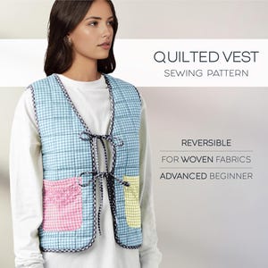 Vest Sewing Pattern For Women, Quilted Vest Pattern, Waistcoat Pattern, Sleeveless Vest Pattern, Padded Women&#39;s Vest Pattern