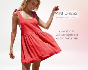 Flared Dress Sewing Pattern, Short Dress With Pockets, Babydoll Dress PDF Pattern