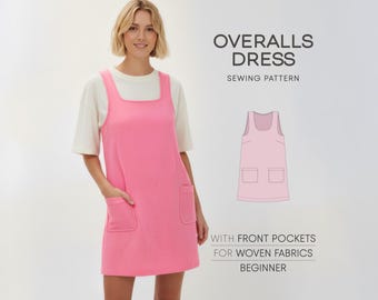 Jurkpatroon overall voor vrouwen, naaipatroon schortjurk, patroon tuinbroekjurk, patroon linnen jurk, patroon linnen jurk, patroon a-lijn jurk