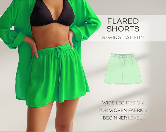 Flared Shorts Sewing Pattern, Oversized Shorts Pattern, Pajama Shorts Pattern, Women's Shorts Pattern, Easy Shorts PDF Sewing Patterns