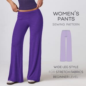 Stretch Pants Sewing Pattern For Women, Yoga Pants Pattern, Wide Leg Pants Pattern, Plus Size Pants Pattern, Casual Lounge Pants Pattern