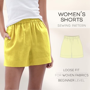 Women Shorts Sewing Pattern, Cotton Shorts Beginner Pattern, Pajama Shorts Pattern, Summer Shorts With Pockets Pattern, Pants Pattern