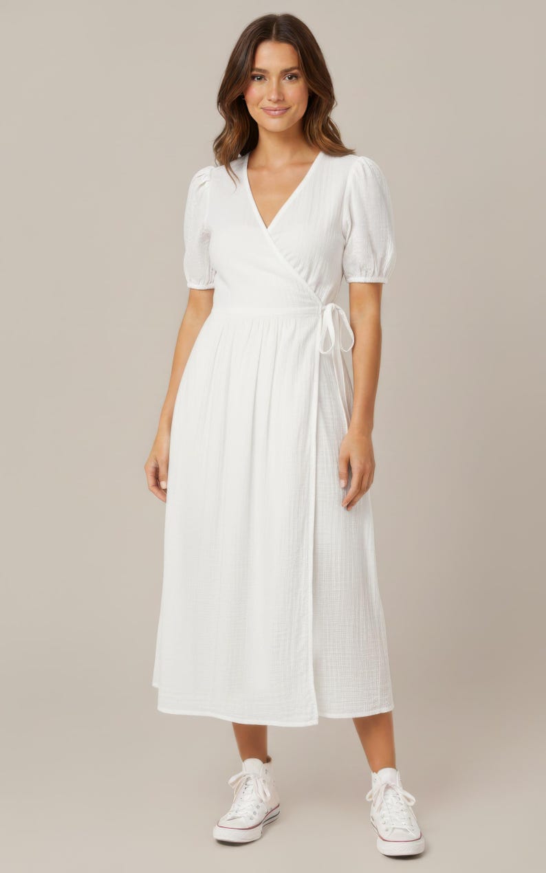 Linen Dress Sewing Pattern For Women, Wrap Dress Pattern, Cotton Dress With Pockets, Cottagecore Dress Pattern, Flowy Dress PDF Pattern, Simple dress sewing pattern, overall dress pattern, jumper dress pattern, country style dress pattern, long dress sewing pattern, loose dress pattern, flared dress sewing patterns, sewing pattern for beginners, relaxed dress pattern, dungaree dress pattern,  puff sleeve dress pattern, clothes sewing patterns