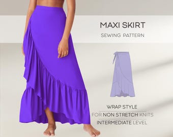 Maxi Skirt Sewing Pattern, Wrap Skirt Pattern, Flared Skirt Pattern, Easy  Skirt Pattern, Beach Cover, PDF Sewing Patterns