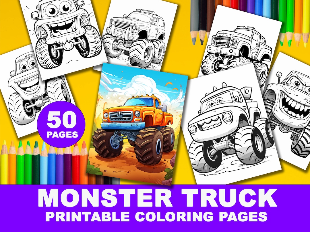 50 Monster Truck Coloring Pages for Kids Toddlers Preschoolers