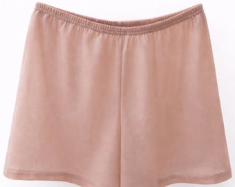 Sheer Retro Shorts, Women Mesh Shorts, Nude Sheer Lingerie Bottoms, Vintage Style Lightweight Shorts