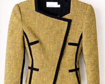 Karen Millen Tweed Blazer | Yellow & Black Fitted Jacket