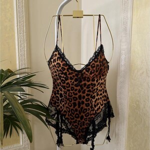 Lingerie Bodie bodysuit Leopard Tiger Print size S Vintage exotic sexy costume