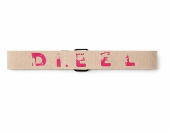 Vintage Diesel Canvas Belt | Y2K Beige & Pink Logo, 90cm