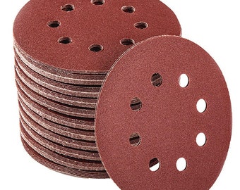 120 Grit -100 PCS 5 Inch Sanding Discs Hook and Loop, 8 Holes Sandpaper Assortment,Orbital Sander Sandpaper for Wood Working,Red