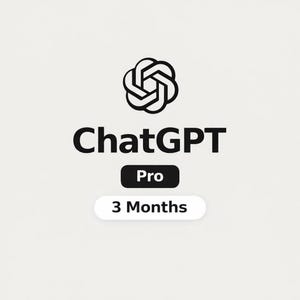 Op de afbeelding: Een afbeelding met de tekst "ChatGPT Pro" en "3 Months" op een lichtgrijze achtergrond. Het ChatGPT-logo staat bovenaan. De tekst is vetgedrukt en in een schreefloze lettertype. Het woord "Pro" staat in een zwart rechthoek.