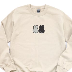 Couple Miffy Bunny Embroidered Shirt, Miffy Inspired Embroidered Sweatshirt, Crew Neck Sweatshirt, Cute Bunny Graphic Tee