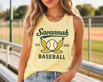 Savannah Baseball Tank Top, Banana Top, Savannah Top, Banana Baseball Tank Top, Retro Savannah Tank Top
