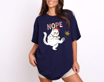 No Kings in America Black Cat Shirt, Nope Cat Shirt, Kicking Crown Shirt, Anti Social Cat Tee, Cute Animal Humor, Pet Owner, Anti Social Cat