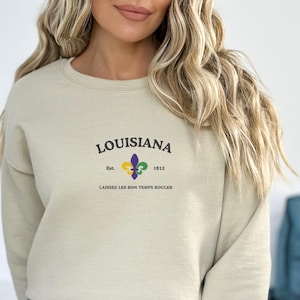 Louisiana Party Embroidery Sweatshirt, Louisiana Laissez Les Bon Temps Rouler Shirt, Southern State Shirt, State Shirt, Cajun Culture Tee