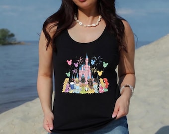 Disney Princess Castle Tank, Disney Watercolor Tank, Disney Girl Trip, Princess Tank, Princess Castle, Disney Family Trip, Princess Top
