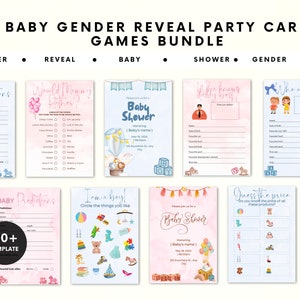 Editable Gender Reveal Game Bundle | Gender Reveal Games | Pink and Blue | Printable Gender Reveal Party Game Bundle | Gender Reveal Ideas
